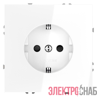 Розетка 1-м СП S70 16А с заземл. защ. шторки механизм бел. глянцевый Voltum VLS040201