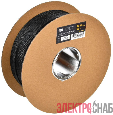 Оплетка кабельная 30-45мм полиэстер (уп.50м) черн. IEK UBS10-PL-3045-050-K02