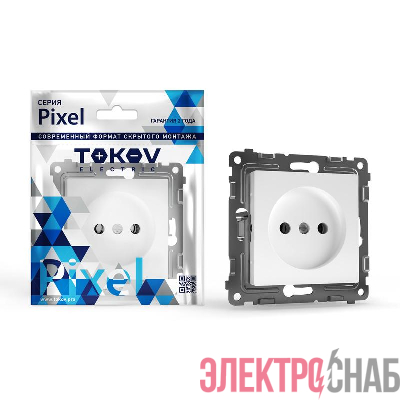 Розетка 1-м СП Pixel 16А IP20 без заземл. защ. шторки механизм бел. TOKOV ELECTRIC TKE-PX-R1SF-C01