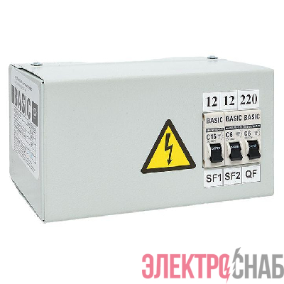 Ящик с понижающим трансформатором ЯТП 0.25 220/12В (3 авт. выкл.) Basic EKF yatp0.25-220/12v-3a