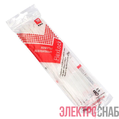 Хомут P6.6 3.6x300 FlexLock стандартный бел. (уп.50шт) PROxima EKF plc-fl-ctsw-3.6x300-r
