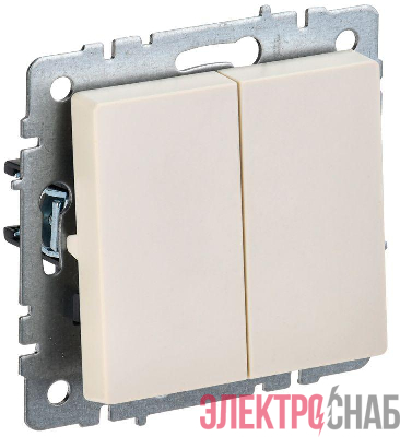 Выключатель проходной 2-кл. СП BRITE ВС10-2-6-БрКр 10А механизм беж. IEK BR-V22-0-10-K10