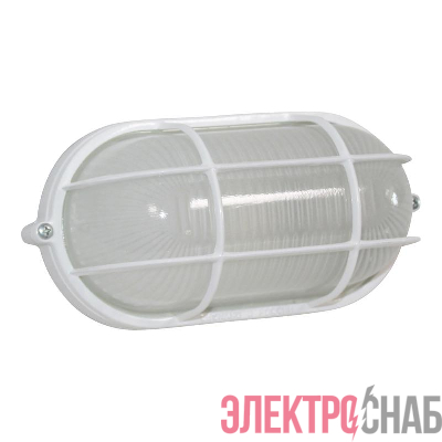 Светильник "Банник" 1402 НПП 03-60-022 1х60Вт E27 IP65 овал малый корпус с решеткой бел. Элетех 1005500939