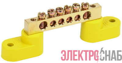 Шина PE "земля" ШНИ-6х9-6-У2-Ж на двух угловых изоляторах IEK YNN10-69-6C2-K05