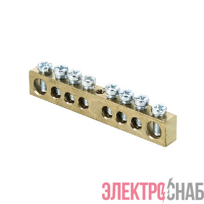 Шина PEN "ноль-земля" 8х12 8 отвер. латунь крепеж по центру PROxima EKF sn0-125-8-c
