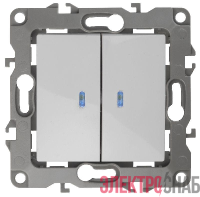 Выключатель 2-кл. СП Эра12 12-1105-01 10А IP20 250В 10AX с подсветкой механизм бел. Эра Б0014657