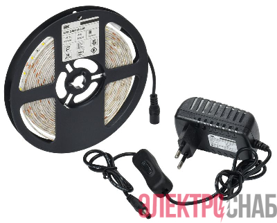 Комплект светодиодной подсветки &amp;amp;amp;amp;amp;amp;amp;amp;quot;Сделай сам&amp;amp;amp;amp;amp;amp;amp;amp;quot; DIY (лента LED 5м LSR-2835W60-4.8-IP65-12В + драйвер + выключатель) IEK 2LSR1-2-060-65-1-05-S1
