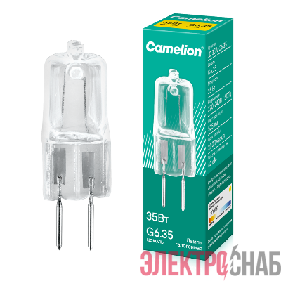 Лампа галогенная JD 35Вт капсула G6.35 3000К 230В Camelion 5203