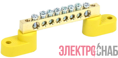 Шина PE "земля" ШНИ-6х9-8-У2-Ж на двух угловых изоляторах IEK YNN10-69-8C2-K05
