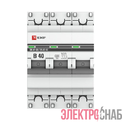 Выключатель автоматический модульный 3п B 40А 6кА ВА 47-63 PROxima EKF mcb4763-6-3-40B-pro