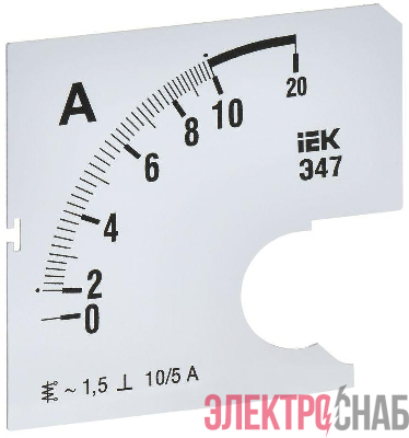 Шкала сменная для амперметра Э47 10/5А-1.5 72х72мм IEK IPA10D-SC-0010