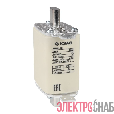 Вставка плавкая ППН 33 16А X3 габарит 00 УХЛ3 КЭАЗ 111350