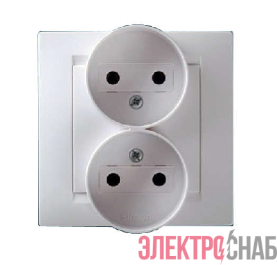Розетка 2-м СП Simon15 16А IP20 250В без заземл. винт. клеммы бел. Simon 1590457-030