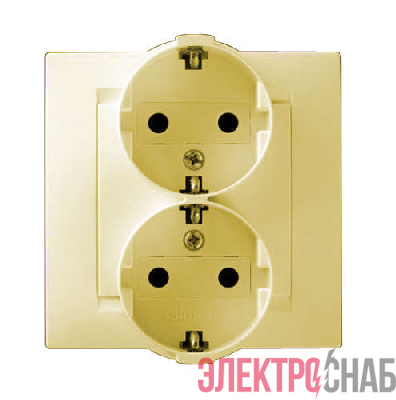 Розетка 2-м СП Simon15 16А IP20 250В с заземл. винт. клеммы сл. кость Simon 1590459-031