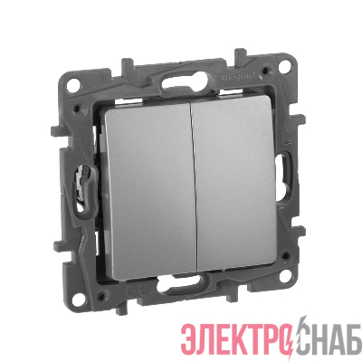 Переключатель 2-кл. СП Etika Plus 10А IP20 250В 10AX безвинтов. зажимы механизм алюм. IEK 672412