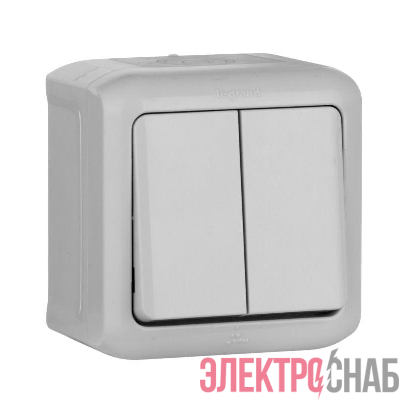 Выключатель 2-кл. ОП Quteo 10А IP44 250В 10AX сер. Leg 782332