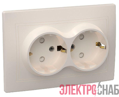 Розетка 2-м СП Кварта РСш12-3-ККм 16А IP20 с заземл. защ. шторки крем. IEK ERK21-K33-16-DM
