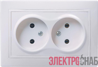Розетка 2-м СП Кварта РС12-2-КБ 10А без защ. шторки без заземл. керам. бел. IEK ERK20-K01-10-K