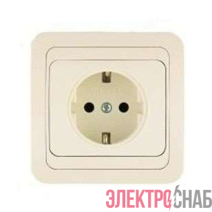 Розетка 1-м СП Mimoza 16А IP20 с заземл. крем./крем. Makel 25028