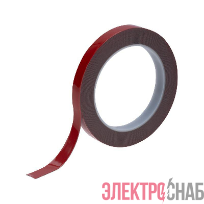 Скотч двухсторонний 12ммх5м красн. на сер. основе Rexant 09-6012