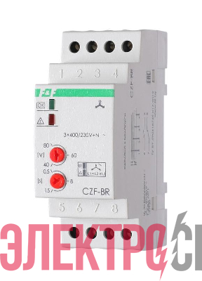 Реле контроля фаз CZF-BR (3х400/230+N 8А 1перекл. IP20 монтаж на DIN-рейке) F&F EA04.001.003