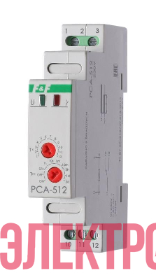 Реле времени PCA-512 (задержка выкл. 230В 8А 1перекл. IP20 монтаж на DIN-рейке) F&F EA02.001.001