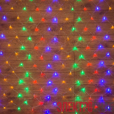 Гирлянда светодиодная "Сеть" 1х1.5м 96LED мультиколор 12Вт 220-240В IP20 с контроллером 8 режимов провод ПВХ прозр. Neon-Night 215-119-6