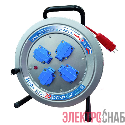 Удлинитель на метал. катушке 4х30м с заземл. 16А IP44 3.5кВт КГ 3х1.5 с защ. крышкой АРКТИК DOMTOK 2585