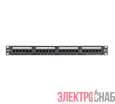 Панель коммутационная 19дюйм 1U 24 порта кат.5e класс D 100МГц RJ45/8P8C 110/KRONE T568A/B неэкран. черн. NETLAN EC-URP-24-UD2