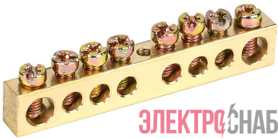 Шина PEN "земля-ноль" 8х12мм 8/1 (8групп/крепеж по центру) IEK YNN20-08-100