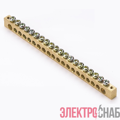 Шина PEN "ноль-земля" 8х12 20 отвер. латунь крепеж по краям PROxima EKF sn0-125-20-k