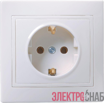 Розетка 1-м СП Кварта РС10-3-КБ 16А IP20 с заземл. без защ. шторок бел. GENERICA ERK14-K01-16-DM