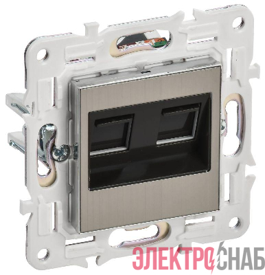 Розетка компьютерная двойн. RJ45 кат.5E SKANDY SK-K03N никель IEK SK-K20-1-K50