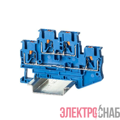 Клемма двухуровневая зажим push-in 4 точки подключения 2.5кв.мм син. DKC VPRTT-2.5-BU