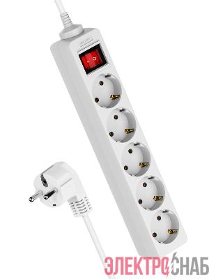 Удлинитель 5х3м с заземл. 16А IP20 ПВС 3х1.5 с выкл. КОСМОС YKsm3m-5g-Z-V(K)
