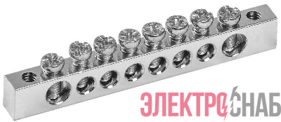 Шина PEN &quot;земля-ноль&quot; 6х9мм 8/2 Ni (8групп/крепеж по краям) IEK YNN11-08-100-N