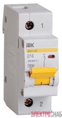 Выключатель автоматический модульный 1п D 16А 10кА ВА47-100 KARAT IEK MVA40-1-016-D