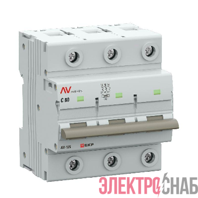 Выключатель автоматический 3п C 80А 10кА AV-125 AVERES EKF mcb125-3-80C-av