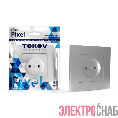 Розетка 1-м СП Pixel 16А IP20 без заземл. в сборе алюм. TOKOV ELECTRIC TKE-PX-R1F-C03