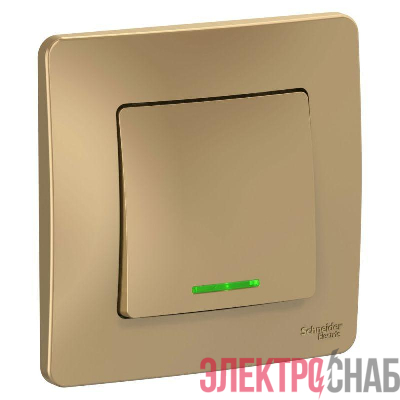 Выключатель 1-кл. СП Blanca 10А IP20 (сх. 1) 250В с подсветкой титан SE BLNVS010114