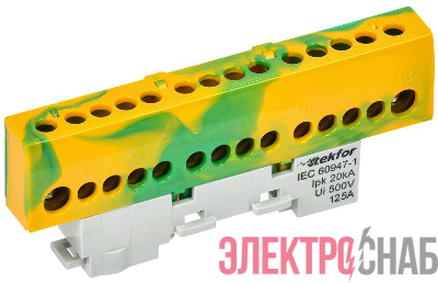Шина PE "земля" изол. на универс. держ. 8х12-14-ЖЗ TEKFOR IEK TF-NN20-14-KL-K52