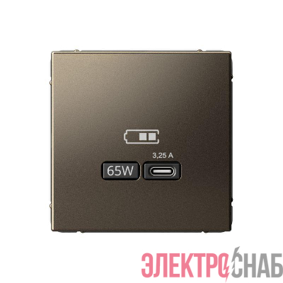 Розетка USB ArtGallery тип C 65Вт QC PD высокоскор. ЗУ механизм мокко SE GAL000627