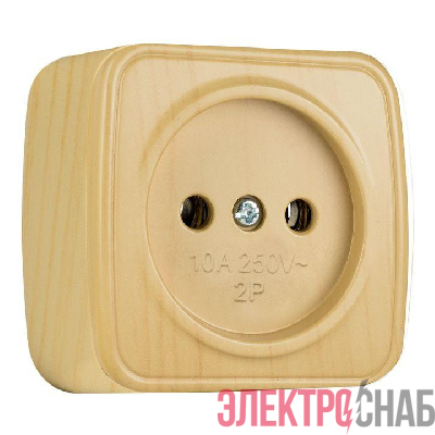 Розетка 1-м ОП Минск 10А IP20 без заземл. свет. дерево EKF EGR10-022-30