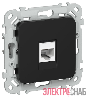 Розетка компьютерная СП FLITE РК5е-1-0-ФлЧ RJ45 кат.5E UTP механизм черн. IEK FI-K12-1-K02