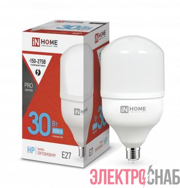 Лампа светодиодная высокомощная LED-HP-PRO 30Вт цилиндр 6500К холод. бел. E27 2850лм 230В IN HOME 4690612031088