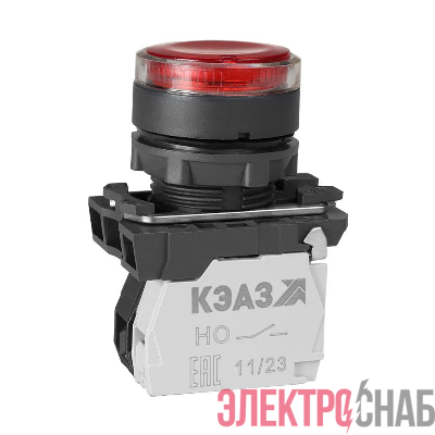 Кнопка КМЕ4111мЛ 220В красный 1но+1нз цилиндр индикатор IP40 КЭАЗ 292037