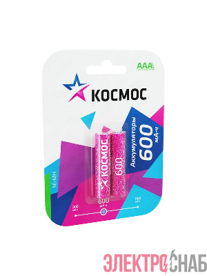 Аккумулятор AAA/R03 600мА.ч Ni-MH (блист.2шт) КОСМОС KOCR03NIMH(600MAH)