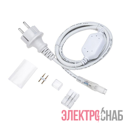 Набор установочный для двухсторон. гибкого неона 8х16мм (шнур питания каучук с диодным мостом и вилкой; заглушка; переходная муфта; игла) 1.5м Neon-Night 134-502