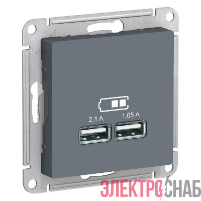 Механизм розетки USB AtlasDesign 5В 1порт х 2.1А 2порта х 1.05А грифель SchE ATN000733