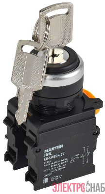 Переключатель 3 полож. 1НО+1НЗ с ключом черн. MASTER IEK MI-SW60-20Y-3-34-3-K02